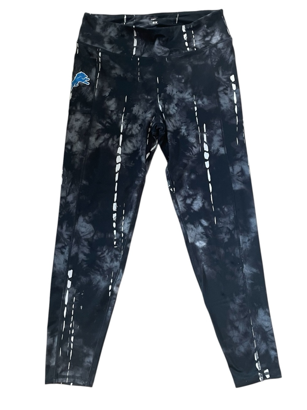 C6- Detroit Lions Football Black Tie-Dye Athletic Leggings
